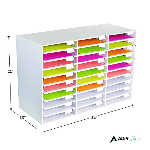 AdirOffice File Classroom Literature Organizer, 30 Sections, Letter Size, 32 x 13 x 21, White (I50130WHI)
