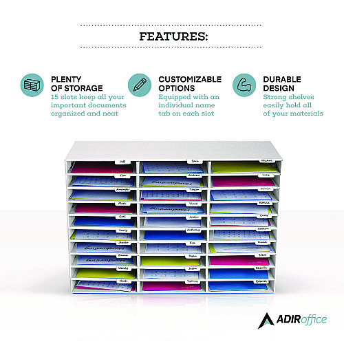 AdirOffice File Classroom Literature Organizer, 30 Sections, Letter Size, 32 x 13 x 21, White (I50130WHI)