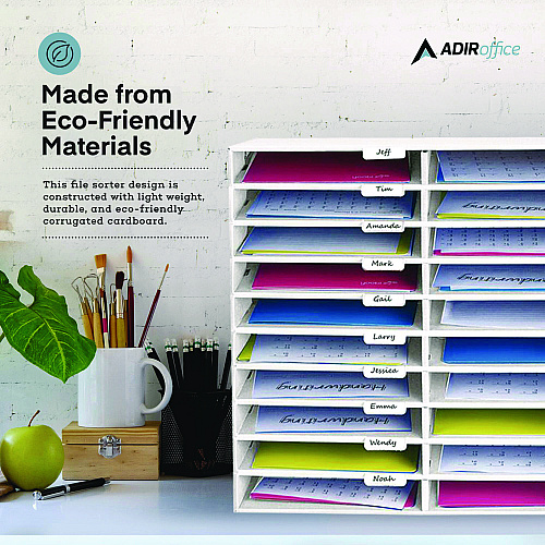 AdirOffice File Classroom Literature Organizer, 30 Sections, Letter Size, 32 x 13 x 21, White (I50130WHI)