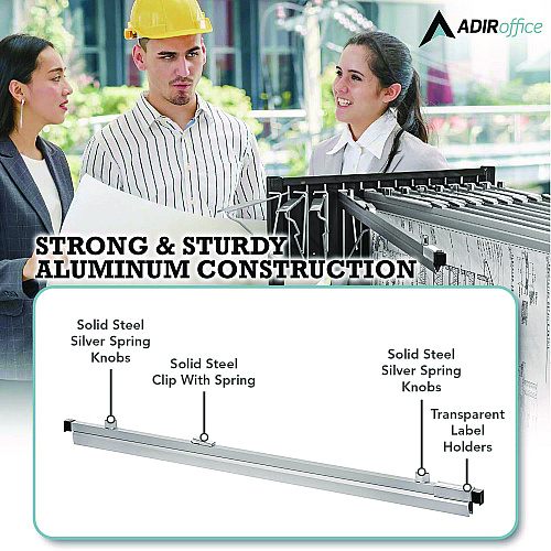 AdirOffice Blueprint Large File Document Hanging Clamps, 30" Wide Document, 30", Silver, 6 Clamps (I6036)