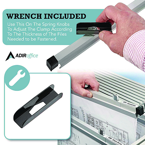 AdirOffice Blueprint Large File Document Hanging Clamps, 42" Wide Document, 42", Silver, 6 Clamps (I6056)