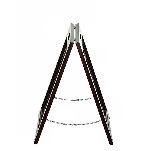 Alpine 2-Sided Plated Wooden A-Frame Bilingual Wet Floor Sign, 15 x 2 x 24, Stainless Steel (ALP499SSB)