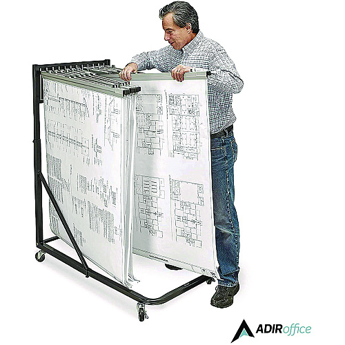 AdirOffice Blueprint Storage Cabinet Rolling Stand, Assorted Document Sizes Accomodated, 27" x 28.5" to 46.5" x 46" to 66", Black (I613BLK)