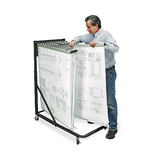 AdirOffice Blueprint Storage Cabinet Rolling Stand, Assorted Document Sizes Accomodated, 27" x 28.5" to 46.5" x 46" to 66", Black (I613BLK)