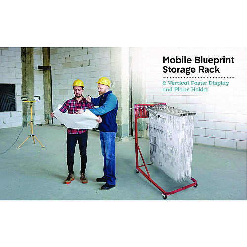AdirOffice Blueprint Storage Cabinet Rolling Stand, Assorted Document Sizes Accomodated, 27" x 28.5" to 46.5" x 46" to 66", Red (I613RED)