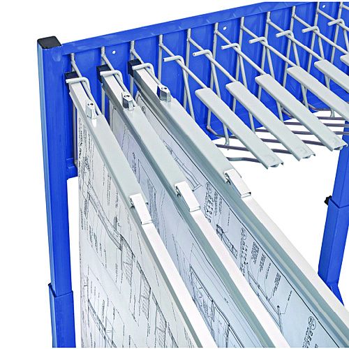 AdirOffice Blueprint Storage Cabinet Rolling Stand, Assorted Document Sizes Accomodated, 27" x 28.5" to 46.5" x 46" to 66", Blue (I613BLU)