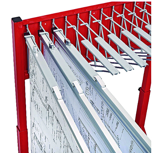 AdirOffice Blueprint Storage Cabinet Rolling Stand, Assorted Document Sizes Accomodated, 27" x 28.5" to 46.5" x 46" to 66", Red (I613RED)