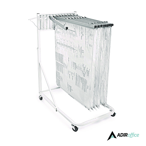AdirOffice Blueprint Storage Cabinet Rolling Stand, Assorted Document Sizes Accomodated, 27" x 28.5" to 46.5" x 46" to 66", White (I613WHI)