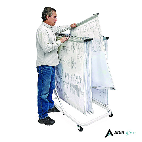 AdirOffice Blueprint Storage Cabinet Rolling Stand, Assorted Document Sizes Accomodated, 27" x 28.5" to 46.5" x 46" to 66", White (I613WHI)