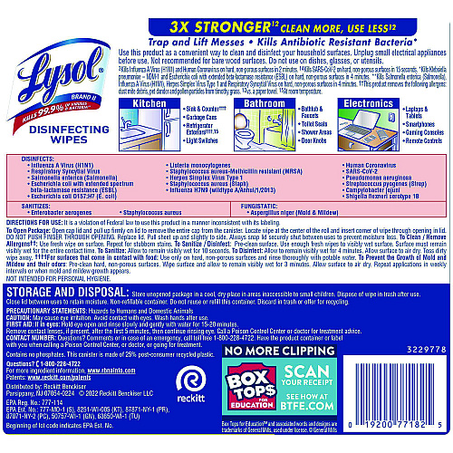 Lysol&reg; Disinfecting Wipes, Lemon & Lime Blossom, 80 Wipes (77182EA)
