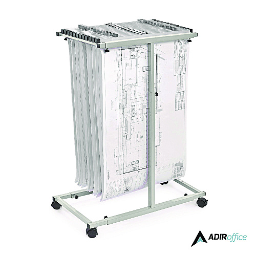 AdirOffice Blueprint Storage Cabinet Steel Vertical Plan Center, Asst Document Sizes, 15" x 27" to 47.25" x 32.5" to 57", Gray (I614)