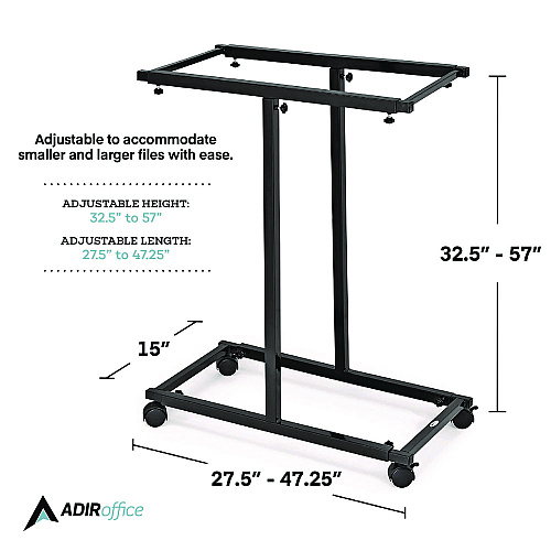 AdirOffice Blueprint Storage Cabinet Steel Vertical Plan Center, Assorted Document Sizes,15" x 27" to 47.25" x 32.5" to 57", Black (I614BLK)