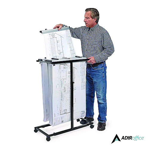 AdirOffice Blueprint Storage Cabinet Steel Vertical Plan Center, Assorted Document Sizes,15" x 27" to 47.25" x 32.5" to 57", Black (I614BLK)