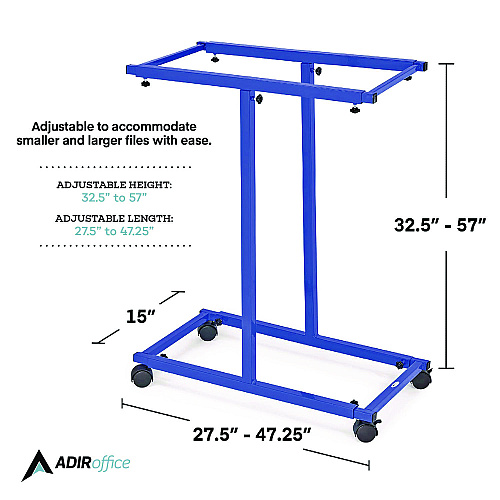 AdirOffice Blueprint Storage Cabinet Steel Vertical Plan Center, Assorted Document Sizes, 15" x 27" to 47.25" x 32.5" to 57", Blue (I614BLU)