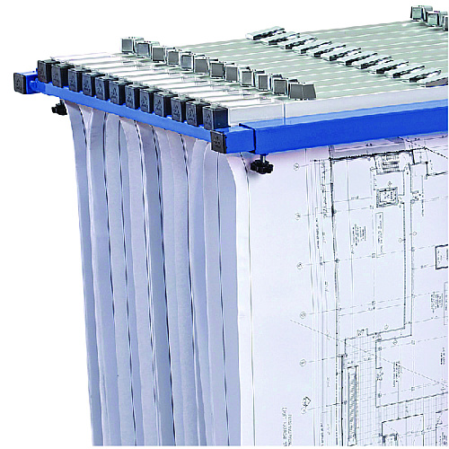 AdirOffice Blueprint Storage Cabinet Steel Vertical Plan Center, Assorted Document Sizes, 15" x 27" to 47.25" x 32.5" to 57", Blue (I614BLU)