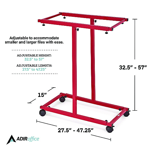 AdirOffice Blueprint Storage Cabinet Steel Vertical Plan Center, Assorted Document Sizes, 15" x 27" to 47.25" x 32.5" to 57", Red (I614RED)