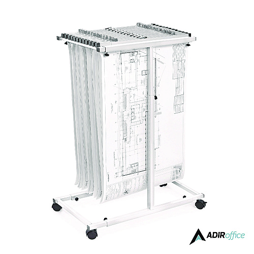 AdirOffice Blueprint Storage Cabinet Steel Vertical Plan Center, Assorted Document Sizes, 15" x 27" to 47.25" x 32.5" to 57", White (I614WHI)
