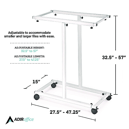AdirOffice Blueprint Storage Cabinet Steel Vertical Plan Center, Assorted Document Sizes, 15" x 27" to 47.25" x 32.5" to 57", White (I614WHI)