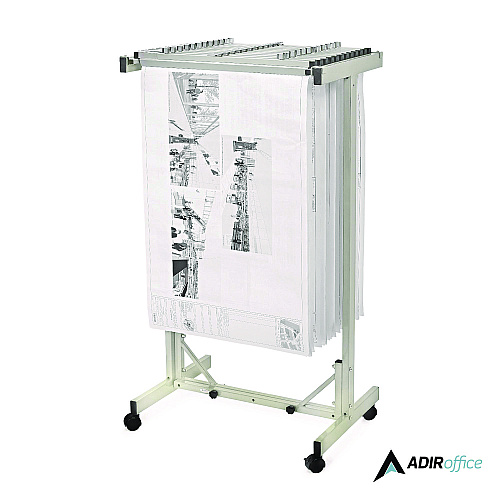 AdirOffice Expandable Blueprint Storage Cabinet Mobile Plan Center, Assorted Document Sizes, 20.5" x 28" to 46.5" x 50.75", Beige (I615)