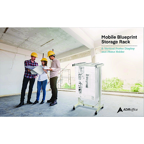 AdirOffice Expandable Blueprint Storage Cabinet Mobile Plan Center, Assorted Document Sizes, 20.5" x 28" to 46.5" x 50.75", Beige (I615)