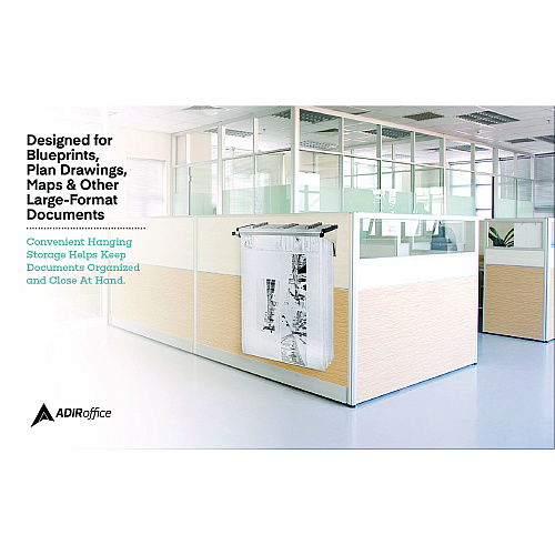 AdirOffice Drop Lift Blueprint Storage Wall Rack, Assorted Document Sizes Accommodated, 7.9" x 1.2" x 7.1", Gray (I616)