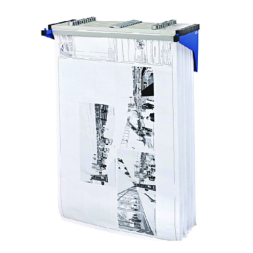 AdirOffice Drop Lift Blueprint Storage Wall Rack, Assorted Document Sizes Accommodated, 7.9" x 1.2" x 7.1", Blue (I616BLU)