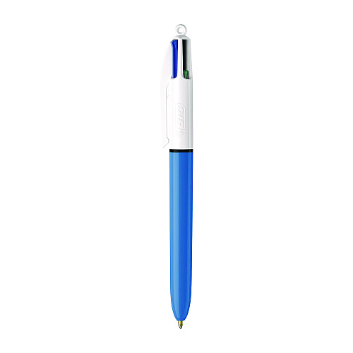 BIC 4-Color Multi-Color Ballpoint Pen, Retractable, Medium 1 mm, Black/Blue/Green/Red Ink, Blue/White Barrel (MM11)