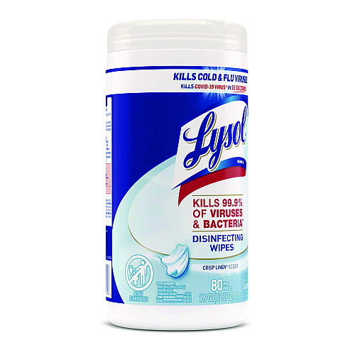 Lysol&reg; Disinfecting Wipes, Crisp Linen Scent, 80 Wipes, 6 Canisters (89346CT)