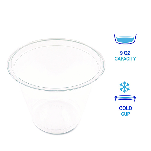 Boardwalk&reg; Clear Plastic PETE Cups, 9 oz, 50/Pack (BWKPET9SPK)