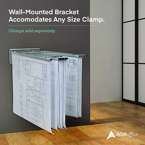AdirOffice Large File Blueprint Pivot Wall Rack, Assorted Document Sizes Accommodated, 11" x 15.8" x 23.9", Gray (I617)