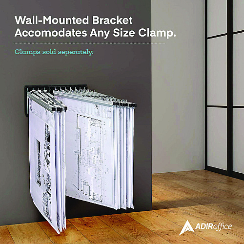 AdirOffice Large File Blueprint Pivot Wall Rack, Assorted Document Sizes Accommodated, 11" x 15.8" x 23.9", Black (I617BLK)