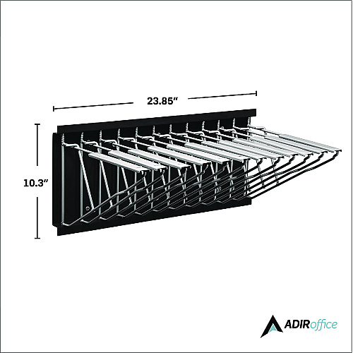 AdirOffice Large File Blueprint Pivot Wall Rack, Assorted Document Sizes Accommodated, 11" x 15.8" x 23.9", Black (I617BLK)