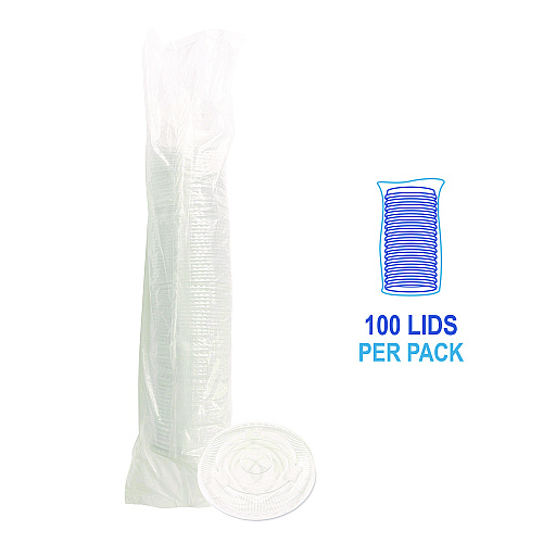 Boardwalk&reg; Crystal-Clear Cold Cup Straw-Slot Lids, Fits 9 oz. Squat/12 oz. PET Cups, 100/Pack (BWKPET912STRAPK)