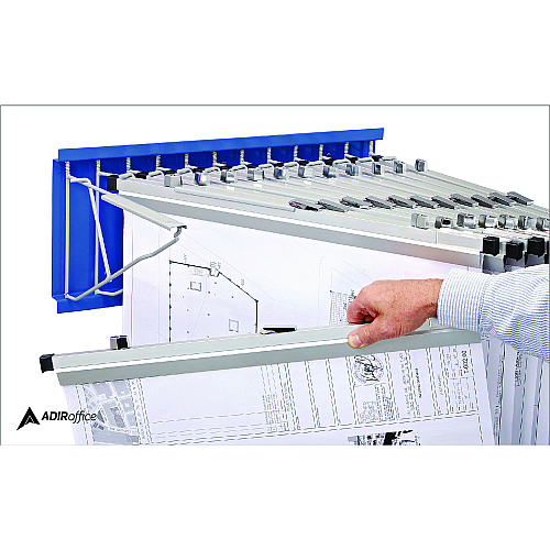 AdirOffice Large File Blueprint Pivot Wall Rack, Assorted Document Sizes Accommodated, 11" x 15.8" x 23.9", Blue (I617BLU)