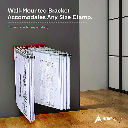 AdirOffice Large File Blueprint Pivot Wall Rack, Assorted Document Sizes Accommodated, 11" x 15.8" x 23.9", Red (I617RED)