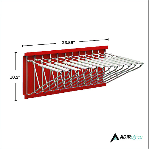 AdirOffice Large File Blueprint Pivot Wall Rack, Assorted Document Sizes Accommodated, 11" x 15.8" x 23.9", Red (I617RED)