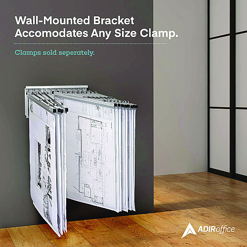 AdirOffice Large File Blueprint Pivot Wall Rack, Assorted Document Sizes Accommodated, 11" x 15.8" x 23.9", White (I617WHI)