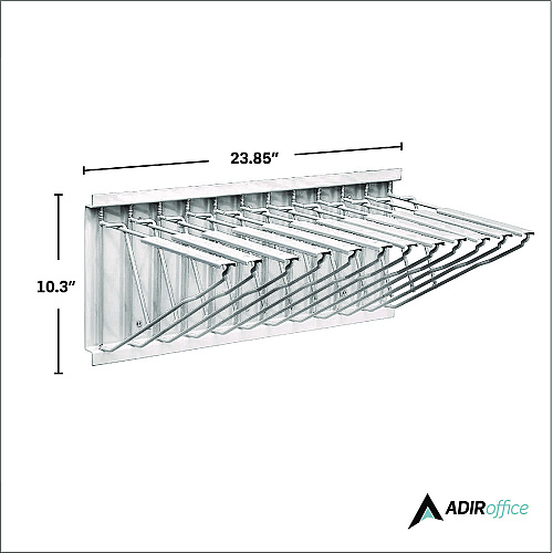 AdirOffice Large File Blueprint Pivot Wall Rack, Assorted Document Sizes Accommodated, 11" x 15.8" x 23.9", White (I617WHI)
