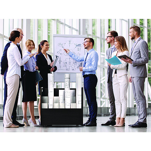 AdirOffice 21-Slot Mobile Rolling Wood Blueprint Storage Cabinet Roll File Large Document Organizer, 30 x 15.75 x 28.5, Black (I625BLK)