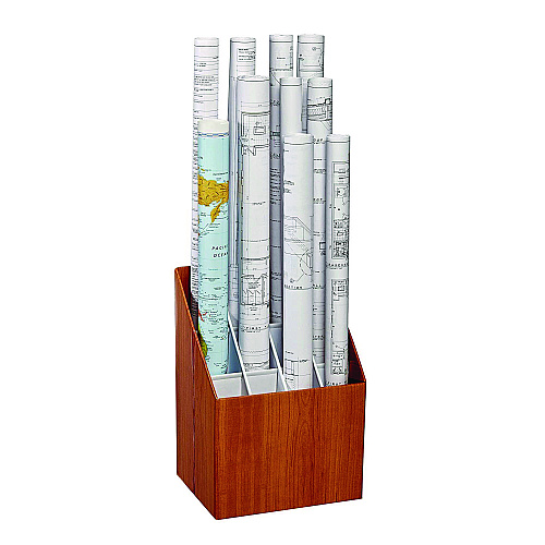 AdirOffice Upright Blueprint Rolled File Corrugated Box, 12 Compartments, 15 x 12 x 22, Oak (I627)