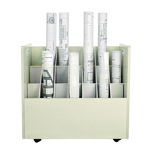 AdirOffice 21-Slot Mobile Rolling Wood Blueprint Storage Cabinet Roll File Large Document Organizer, 30 x 15.75 x 28.5, White (I625WHI)
