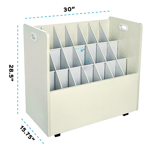 AdirOffice 21-Slot Mobile Rolling Wood Blueprint Storage Cabinet Roll File Large Document Organizer, 30 x 15.75 x 28.5, White (I625WHI)