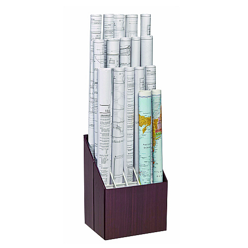 AdirOffice Upright Blueprint Rolled File Corrugated Box, 20 Compartments, 15 x 12 x 22, Walnut (I628)