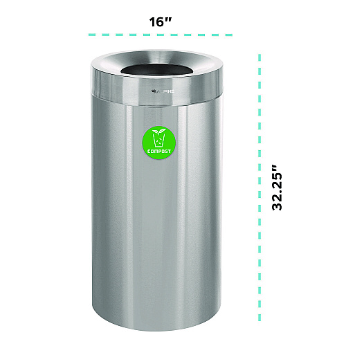 Alpine 27 Gallon Stainless Steel Compost Can, Brushed Stainless Steel (ALP47527CO)