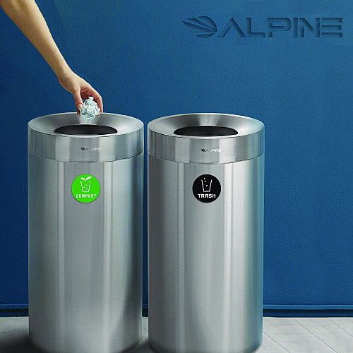 Alpine 27 Gallon Stainless Steel Compost Bin and Trash Can, Brushed Stainless Steel (ALP47527COT)