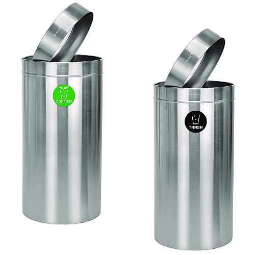Alpine 27 Gallon Stainless Steel Compost Bin and Trash Can, Brushed Stainless Steel (ALP47527COT)