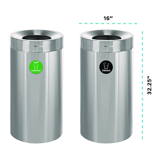 Alpine 27 Gallon Stainless Steel Compost Bin and Trash Can, Brushed Stainless Steel (ALP47527COT)