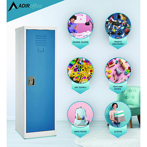 AdirOffice Steel Storage Locker, 1 Compartment, 15 x 15 x 48, Blue (I62901BLU)