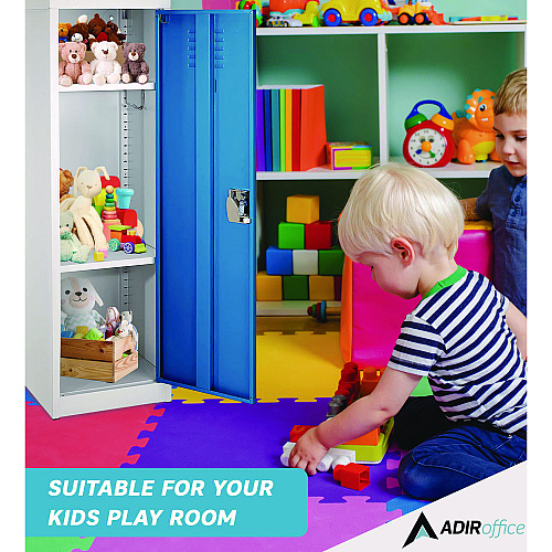 AdirOffice Steel Storage Locker, 1 Compartment, 15 x 15 x 48, Blue (I62901BLU)