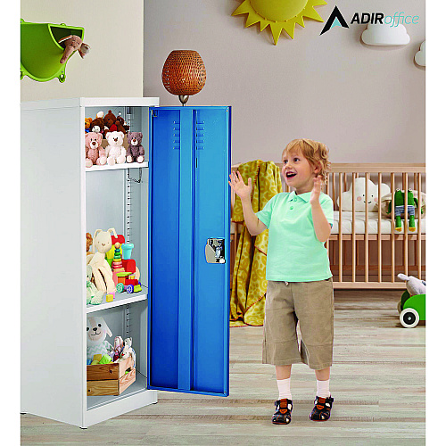 AdirOffice Steel Storage Locker, 1 Compartment, 15 x 15 x 48, Blue (I62901BLU)